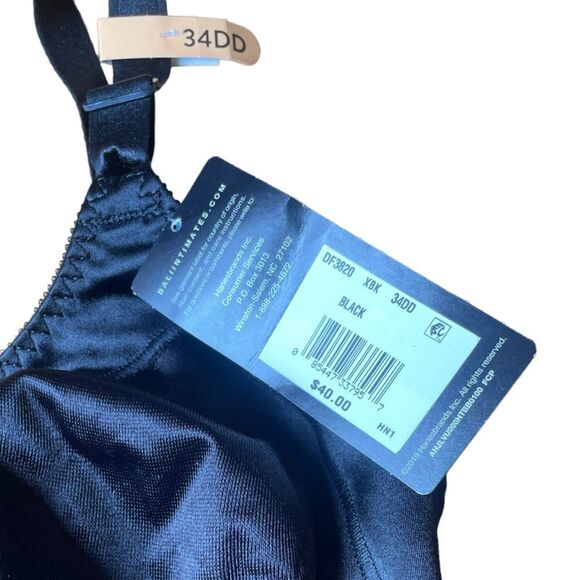 Bali Classic Support Cool Comfort Fabric Black Bra Womens Size 34DD NWT - Picture 5 of 7